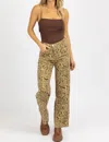 BAILEY ROSE ABSTRACT HIGH RISE FLARE JEAN IN TAUPE
