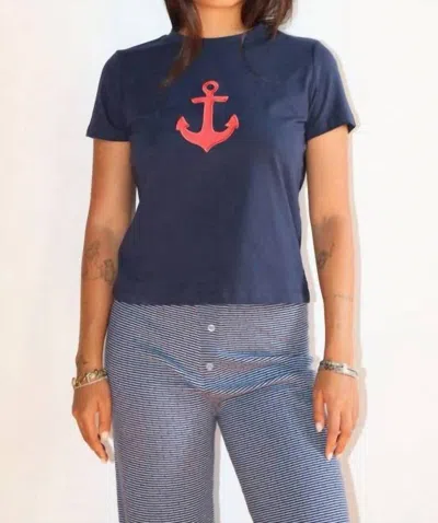 Bailey Rose Anchor Tee In Navy In Blue