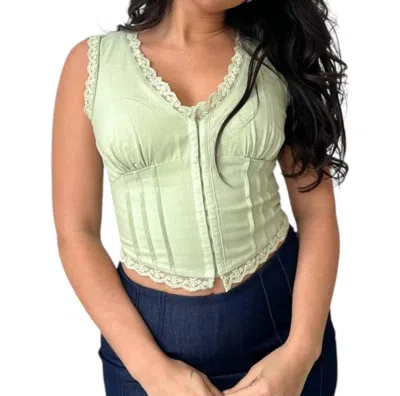 Bailey Rose Avery Lace Crop Top In Sage Green