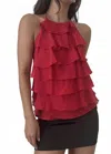 Bailey Rose Backless Ruffled Top In Red In Red