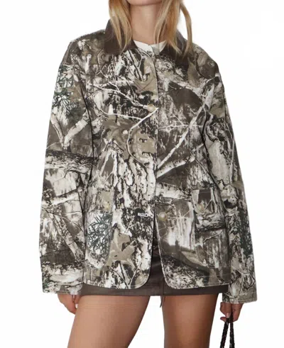 Bailey Rose Barn Jacket In Camo Print In Silver
