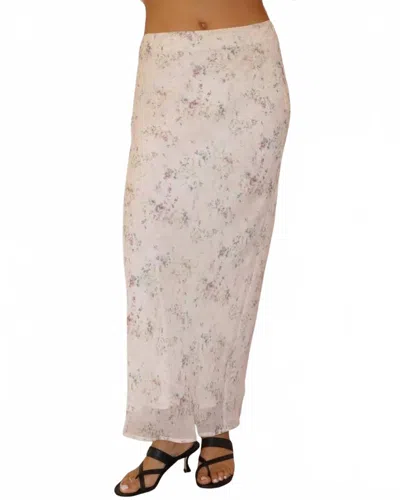 Bailey Rose Bias Cut Soft Floral Midi Skirt In Sand In White