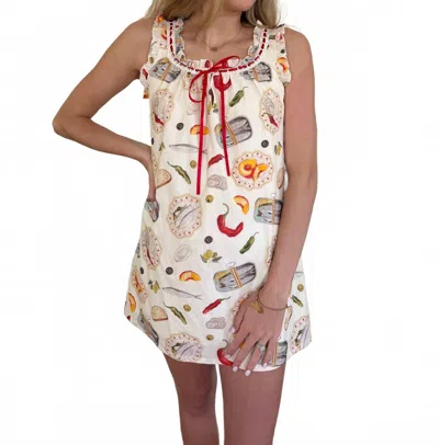 Bailey Rose Billie Coastal Picnic Printed Tank Mini Dress In Cream In Gray