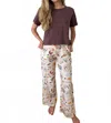 Bailey Rose Billie Coastal Picnic Printed Wide Leg Pants In Cream In White