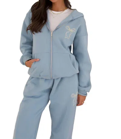 Bailey Rose Bow Sweat Set In Blue