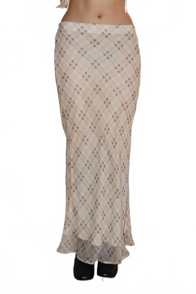 Bailey Rose Checkmate Mesh Midi Skirt In Cream In Brown