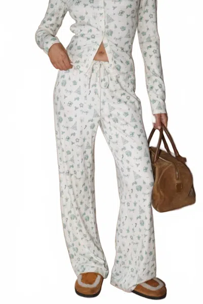 Bailey Rose Christmas Lounge Pant In Cream In White