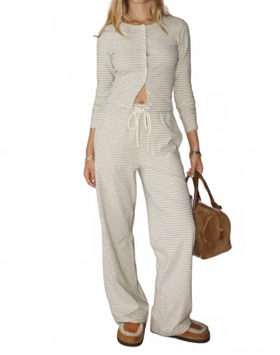 Bailey Rose Coastal Striped Drawstring Lounge Pants In Cream In White