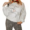 Bailey Rose Cowboy Stitch Pullover In Cream In Multi