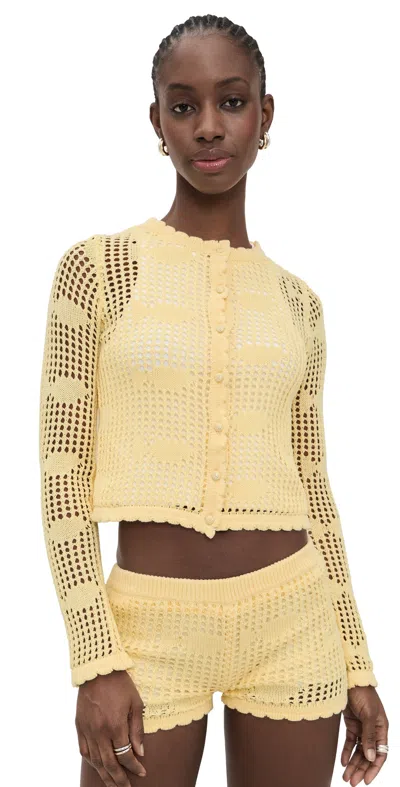 Bailey Rose Crochet Cardigan Buttermilk In Yellow