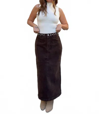 Bailey Rose Ellianna Embellished Midi Skirt In Chocolate In Black