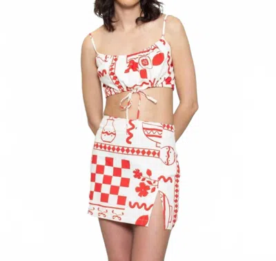 Bailey Rose Euro Summer Crop Top In Red Picnic