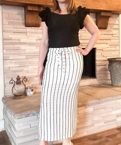 Bailey Rose Eyelet Stripe Maxi Skirt In Cream In White