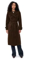 Bailey Rose Faux Suede Trench Brown In Brown