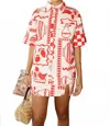 Bailey Rose Fiona Button Down Top In Red