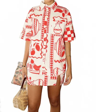 Bailey Rose Fiona Button Down Top In Red