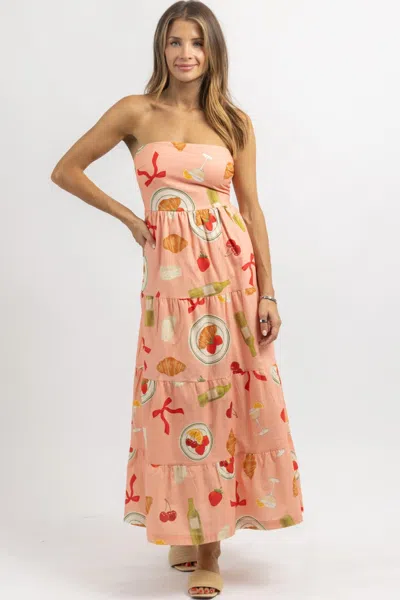 Bailey Rose French 75 Strapless Maxi Dress In Pink Multi