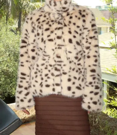 Bailey Rose Fur Leopard Jacket In Beige