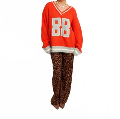 Bailey Rose Gameday Everyday V-neck Sweater In Red In Orange