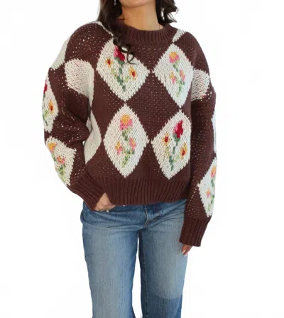 Bailey Rose Garden Crew Neck Sweater In Brown