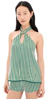 Bailey Rose Green Stripe Romper Green In Multi