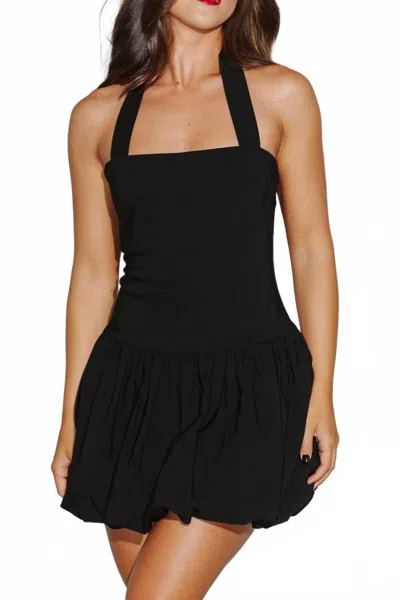 Bailey Rose Halter Neck Puff Mini Dress In Black