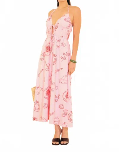Bailey Rose Halter Pasta Printed Dress In Pink