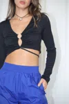 Bailey Rose Kara O Ring Crop Top In Black