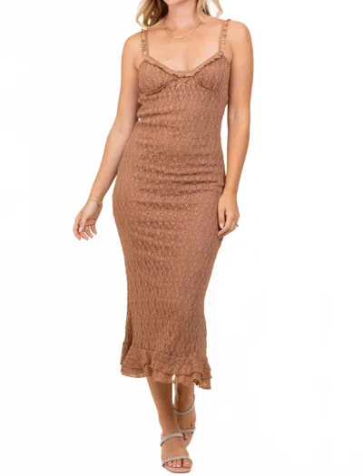 Bailey Rose Lacie Midi Dress In Mocha In Brown