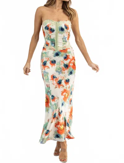 Bailey Rose Lea Lace Trim Maxi Dress In White Multi