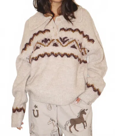 Bailey Rose Liora Long Sleeve Sweater In Beige In Neutral