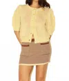 Bailey Rose Bar Harbor Short-sleeve Knit Cardigan In Yellow In Yellow