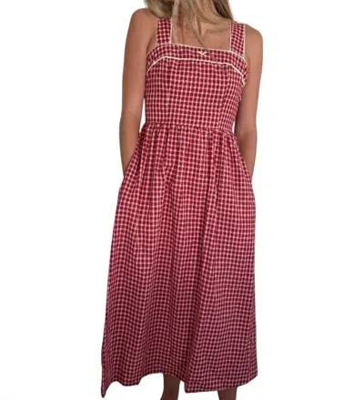 Bailey Rose Logan Gingham Lace Sleeveless Midi Dress In Red