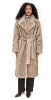 Bailey Rose Long Fur Coat Taupe In Neutral