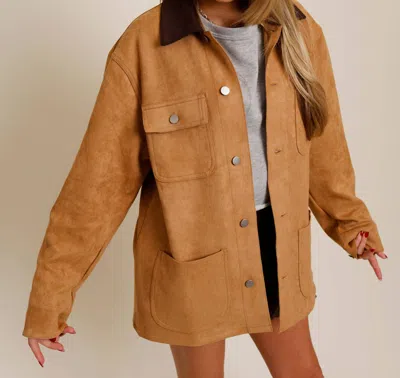 Bailey Rose Lottie Suede Chore Coat In Brown
