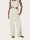 Bailey Rose Luna Floral Satin Pants In Ivory In Multi