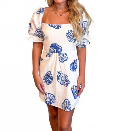 Bailey Rose Marina Muse Dress In White In Blue