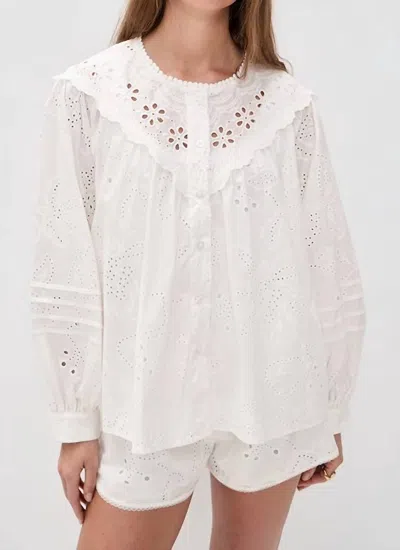 Bailey Rose Nantucket Eyelet Blouse In Grayish White