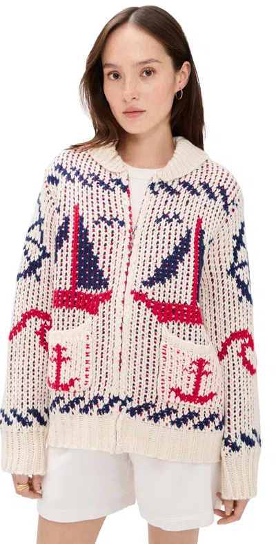Bailey Rose Nautical Cardigan Off White In Neutral