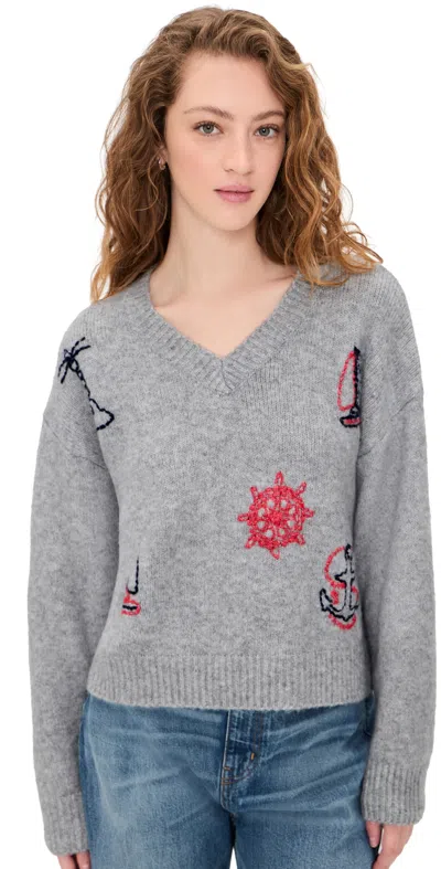 Bailey Rose Nautical Sweater Heather Grey In Gray