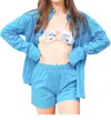 Bailey Rose Oversized Button Down Shirt In Ocean Blue In Blue