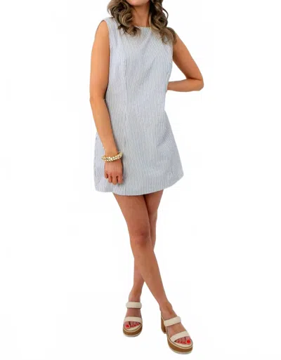 Bailey Rose Palmetto Stripe Mini Dress In Pier Blue In Gray