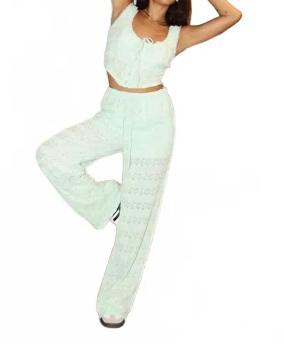 Bailey Rose Pass Me A Lace Top And Pants Set In Mint In Green