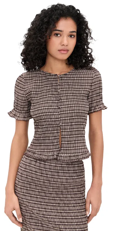 Bailey Rose Plaid Blouse Chocolate In Brown