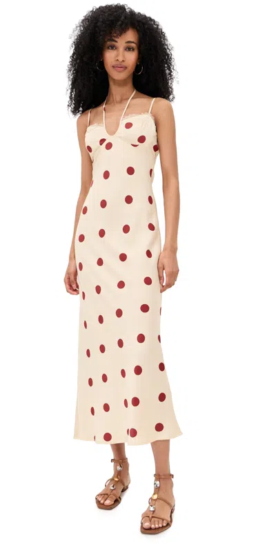 Bailey Rose Polka Dot Midi Dress Cream In Neutral