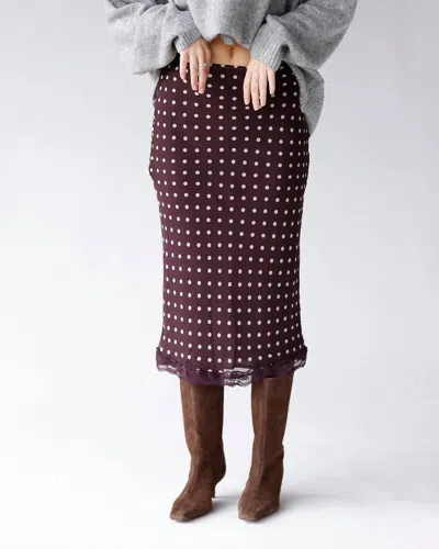 Bailey Rose Polka Midi Skirt In Cocoa In Brown