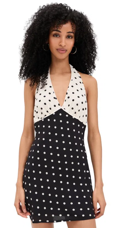 Bailey Rose Polka-dot Mini Dress Black/cream