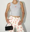 Bailey Rose Ribbed Hot Pepper Tank In Grey