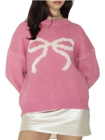 Bailey Rose Ribbon Pullover Knit Sweater In Pink