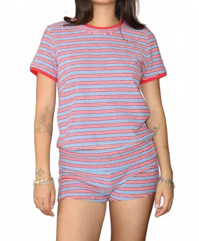Bailey Rose Rocket Pop Ringer Short Tee In Pink In Multi